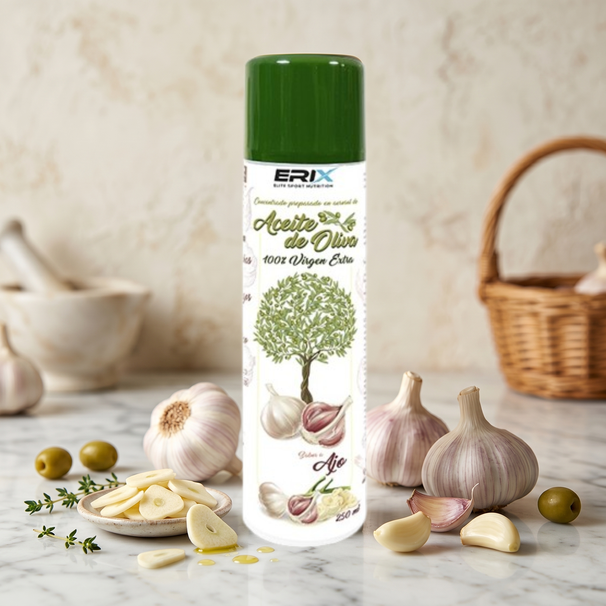 ACEITE DE OLIVA VIRGEN EXTRA EN SPRAY AJO 250 ML